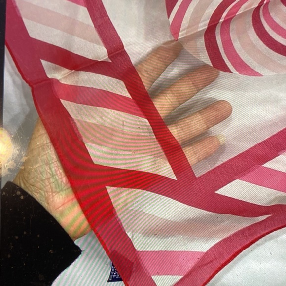 Vintage pink candy, swirls scarf, nylon, sheer - Picture 2 of 5
